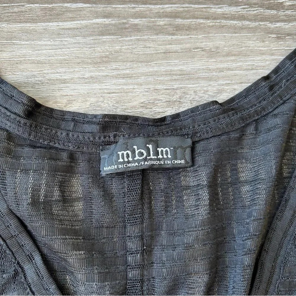 Mblm Sleeveless  Sheer Gingham Stretchy Top in Black - Picture 5 of 12